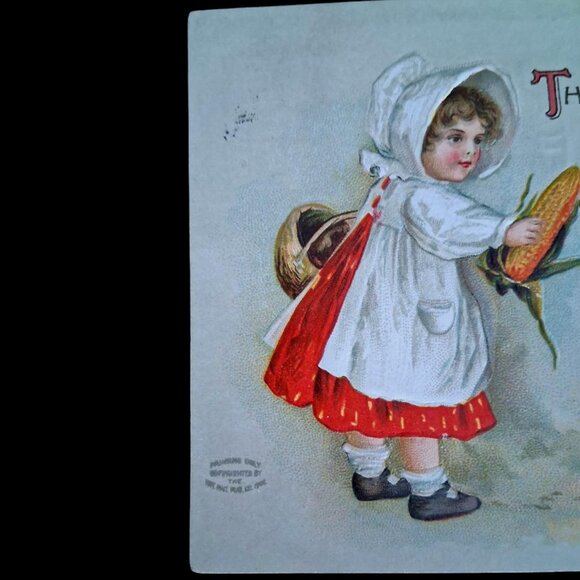 1909 RARE Antique Clapsaddle Good Wishes for Thanksgiving Day Postcard - Picture 2 of 6